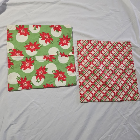 Set of Christmas Themed Quilted Throw Pillow Covers, Square, 13", Handmade - Picture 3 of 14